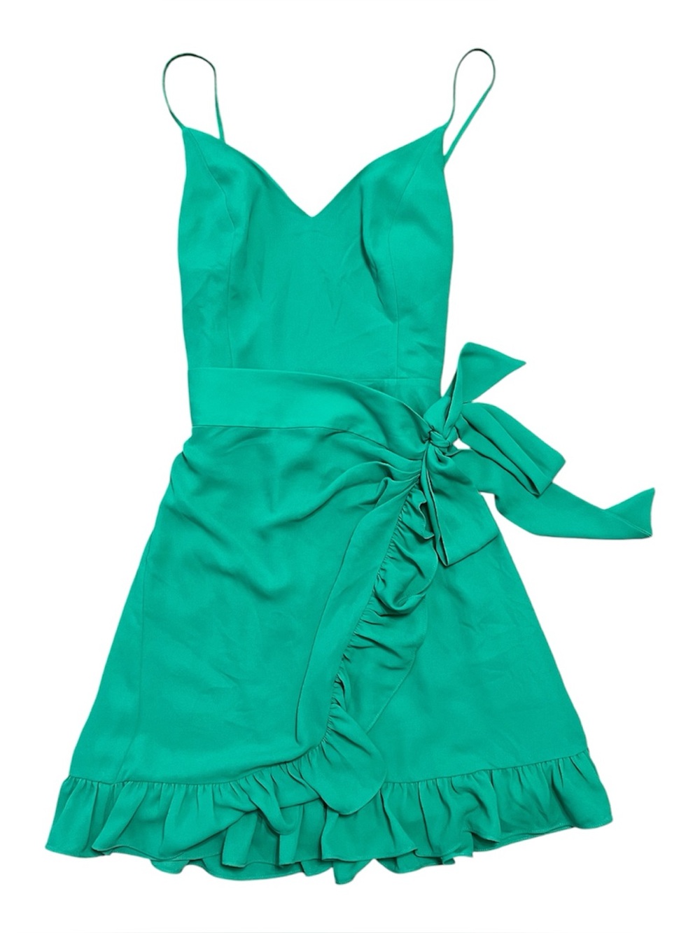 Women’s LILLY PULITZER ALISA LILEEZE WRAP RUFFLE DRESS in GREEN EUC size 0
